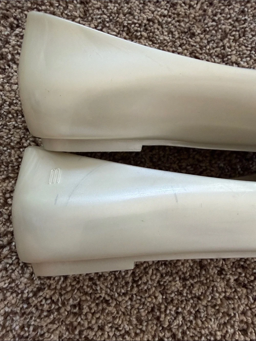 Mini Melissa Ivory Ballet Flats with Black Cap Toe and Bow